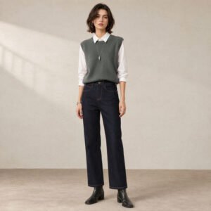 Color-Fade Proof Cropped Jeans — Back-Pocket Embroidery