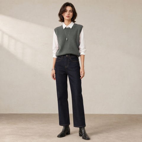 Color-Fade Proof Cropped Jeans — Back-Pocket Embroidery 1 Color-Fade Proof Cropped Jeans — Back-Pocket Embroidery