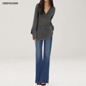 SMIC Long Blue Lyocell Flared Jeans — Four-Way Stretch