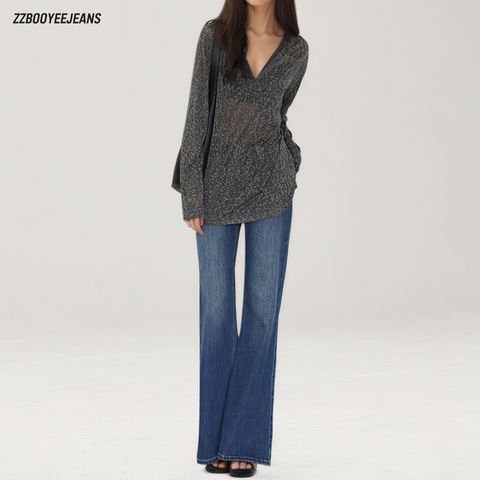 SMIC Long Blue Lyocell Flared Jeans — Four-Way Stretch 1 SMIC Long Blue Lyocell Flared Jeans — Four-Way Stretch